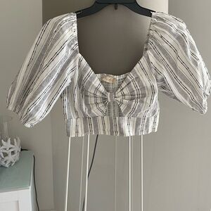 Altar'd State Black and White Striped Crop Top